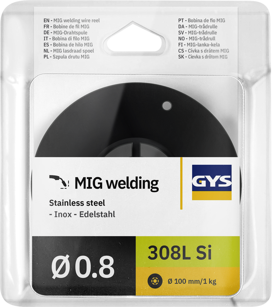 MAG viela ritė, nerūdijančiam plienui Ø0,8 - 1 kg D100 - ER308LSi / G 19 9 L Si (086616, GYS)