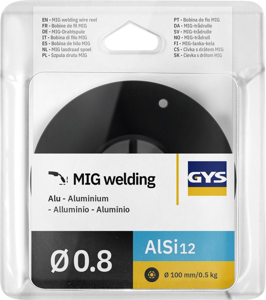 MIG wire reel, AlSi12 Ø0.8 - 0.5 kg D100 - ER4047 / S Al 4047 (086678, GYS)
