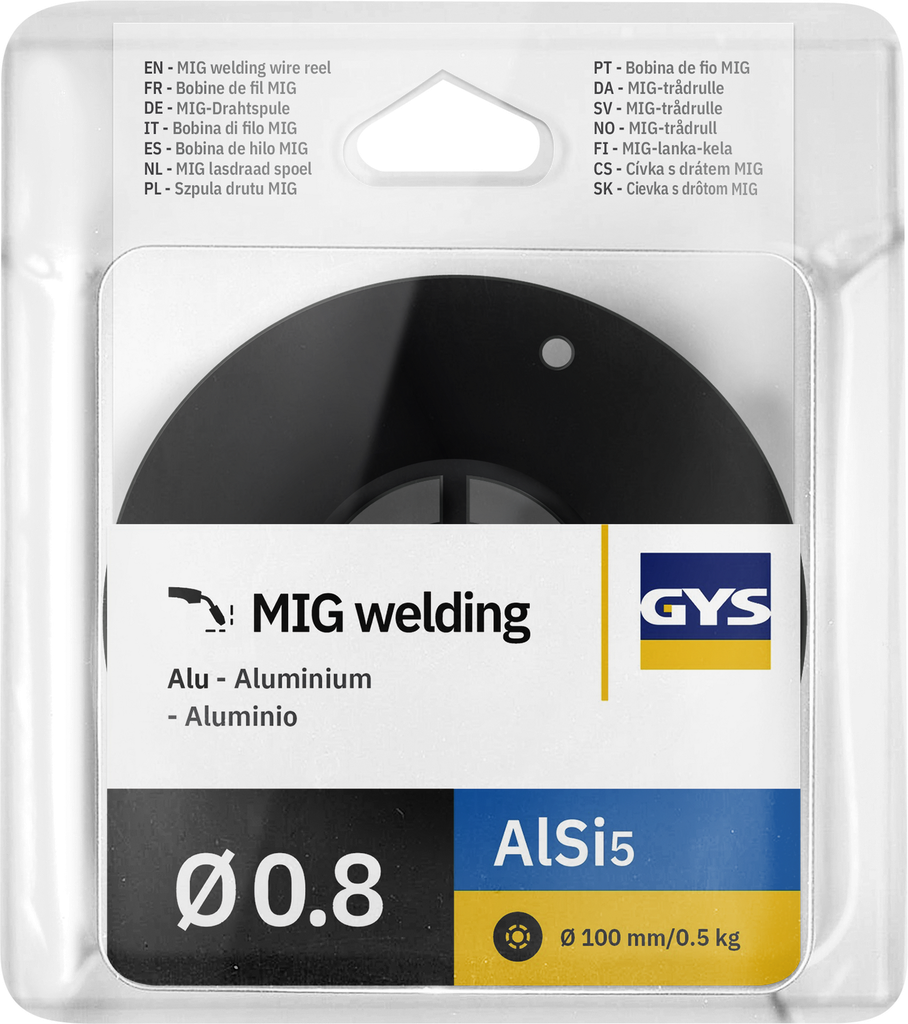 MIG wire reel, AlSi5 Ø0.8 - 0.5 kg D100 - ER4043 / S Al 4043A (086685, GYS)