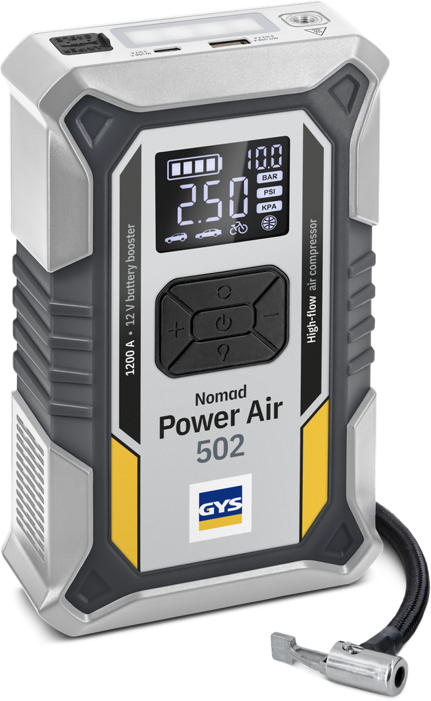 Ličio paleidimo priemonė su kompresoriumi NOMAD POWER AIR 502 (089846, GYS)