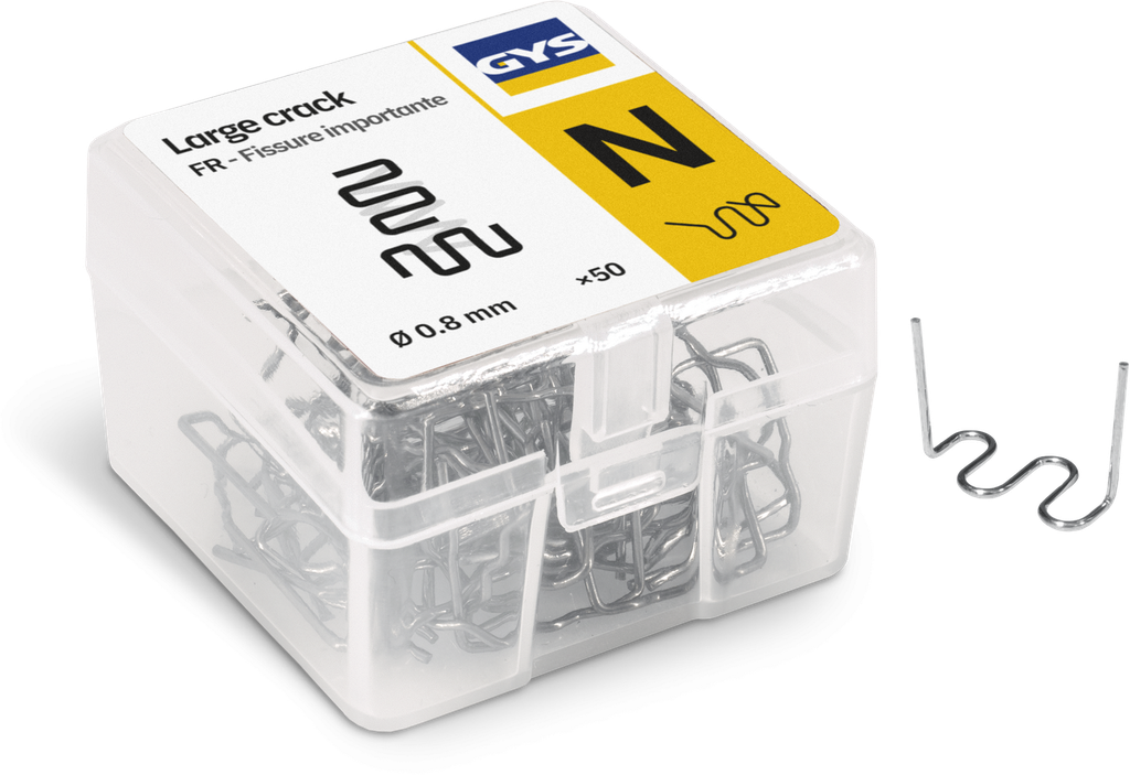 Staples for plastic repair, 50 pcs, 0,80 mm – large cracks (N) (091672, GYS)