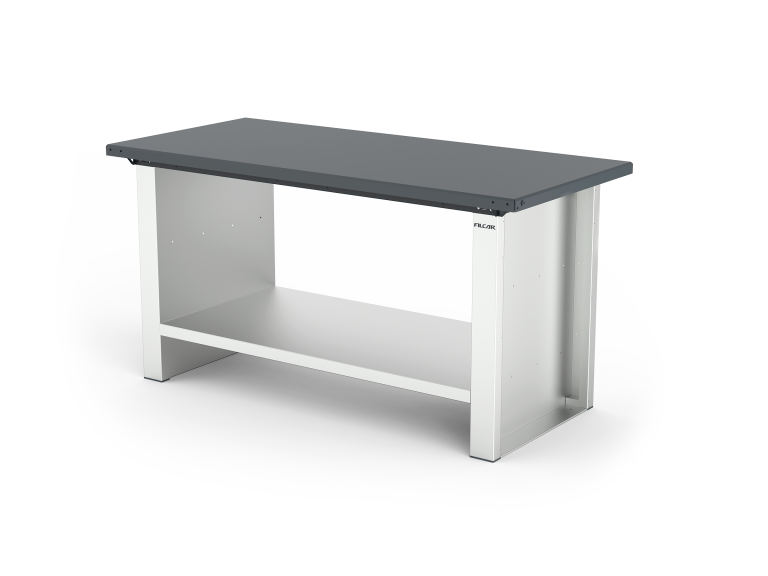 MONO workbench, fixed height, standard sides, flat top, shelf 600 mm, 1500 mm, Filcar (ELFA-150-A2G, FILCAR)