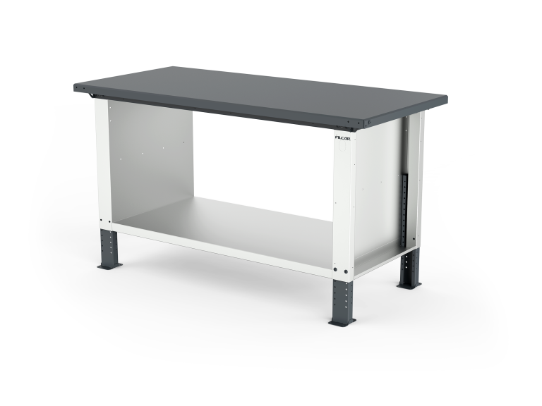 MONO workbench, adjustable height, standard sides, flat top, shelf 600 mm, 1500 mm, Filcar (ELRA-150-A2G, FILCAR)
