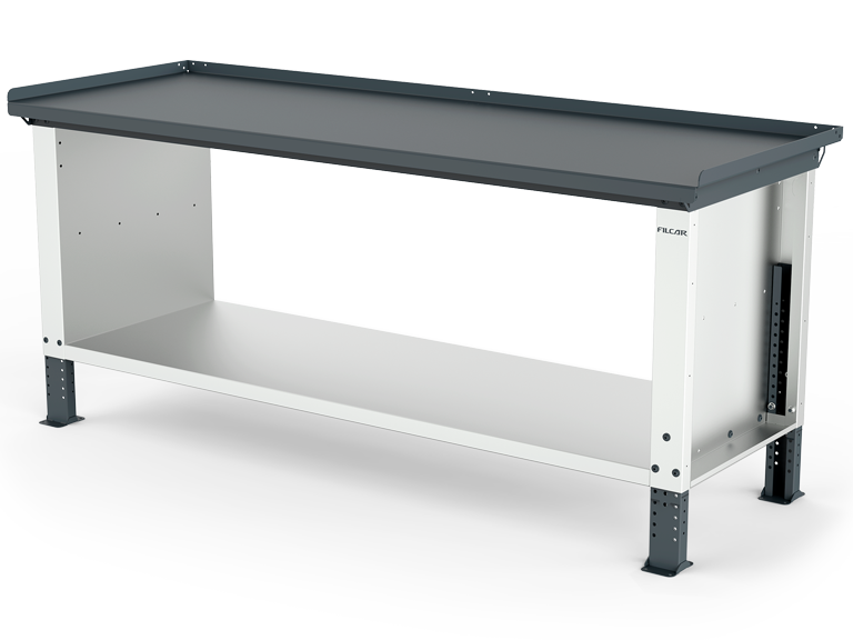 MONO workbench, adjustable height, standard sides, anti-fall top, shelf 600 mm, 2000 mm, Filcar (ELRA-200-A1G, FILCAR)