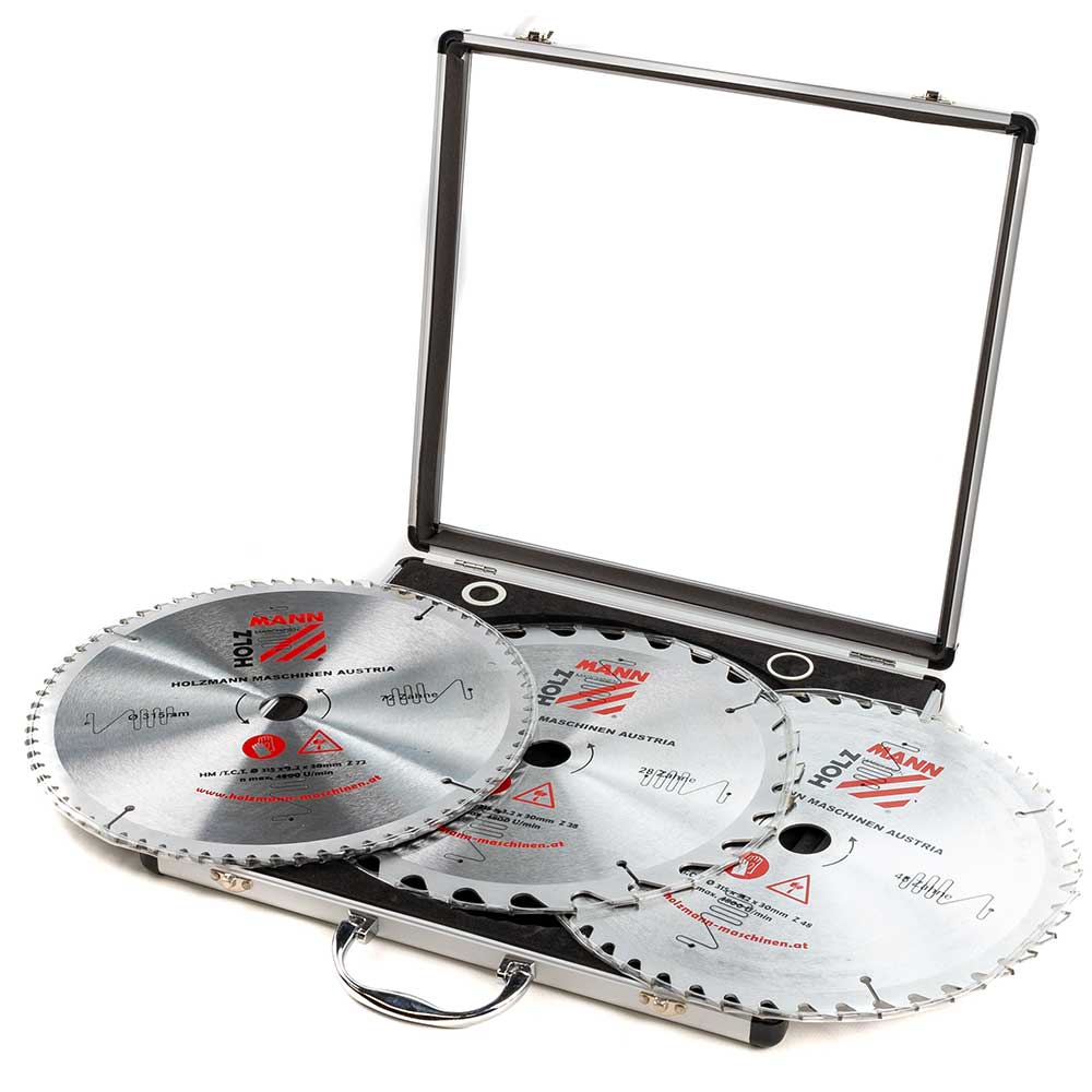 Kietmetalio pjūklo diskų komplektas aliumininiame dėkle Ø 315mm (KSB315SET, HOLZMANN)