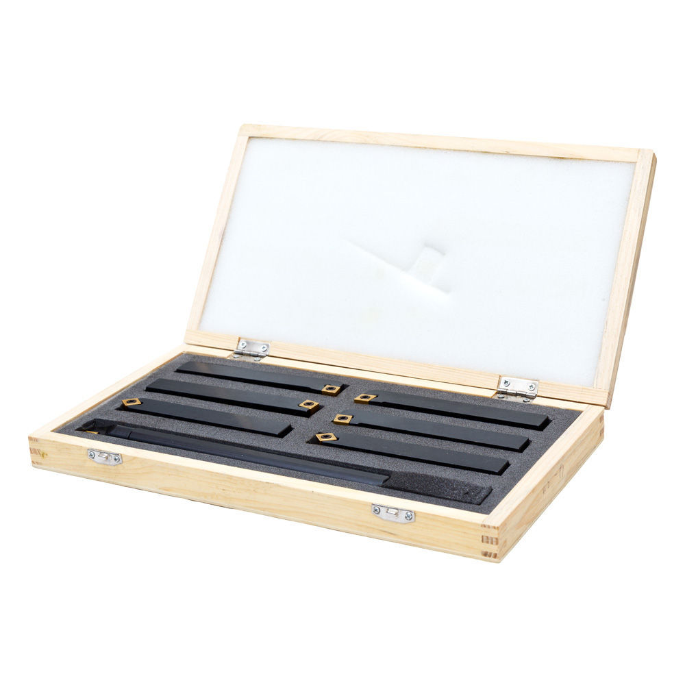 Turning tool set with indexable inserts, 7 pcs, 16 mm shank (7TLG16HQ, HOLZMANN)