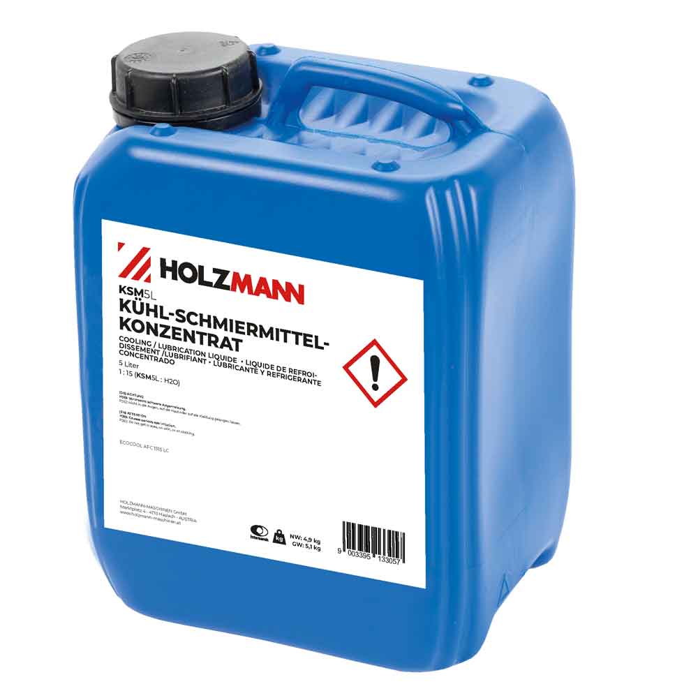 Cooling and lubrication fluid 1:15, 5 litres (KSM5L, HOLZMANN)