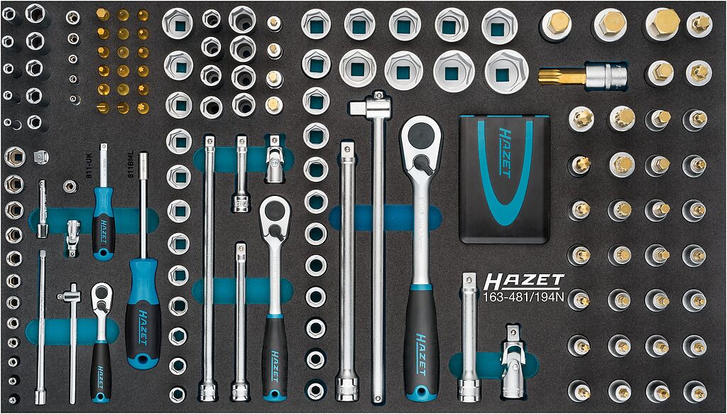 Socket set, 194 pcs, 1/4 and 1/2 in. (163-481/194N, HAZET)