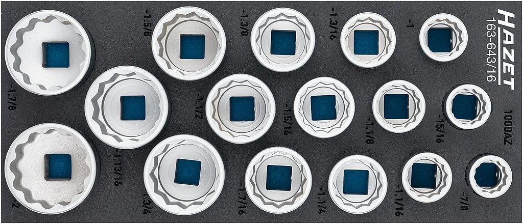 Socket set, 16 pcs, 3/4 in. (163-643/16, HAZET)