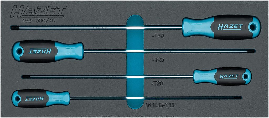 Screwdriver set TORX®, 4 pieces (163-380/4N, HAZET)