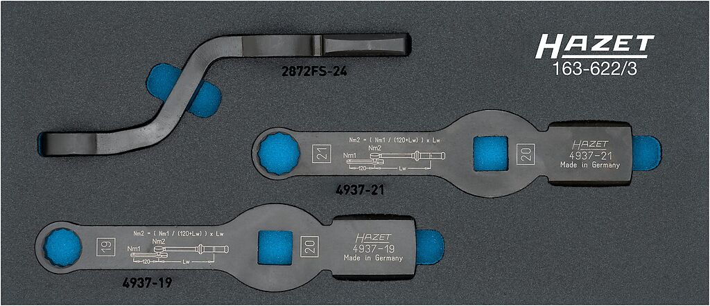 Slogging (striking) box-end wrench set, 3 pcs, 392 × 172 mm (163-622/3, HAZET)