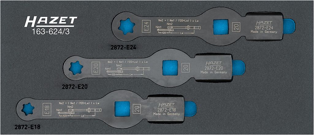 Kilpinis veržliaraktis - striking face pattern set, L x W: 392 mm x 172 mm, 3-pieces 163-624/3, HAZET