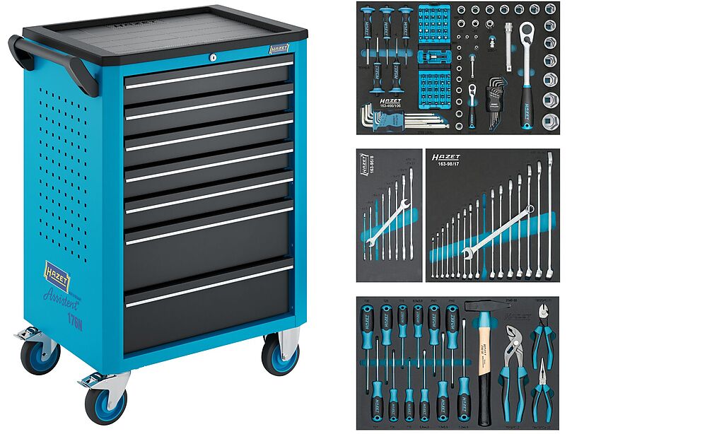 Tool trolley Assistent 176N-7 with 147-piece tool assortment (176N-7/147, HAZET)