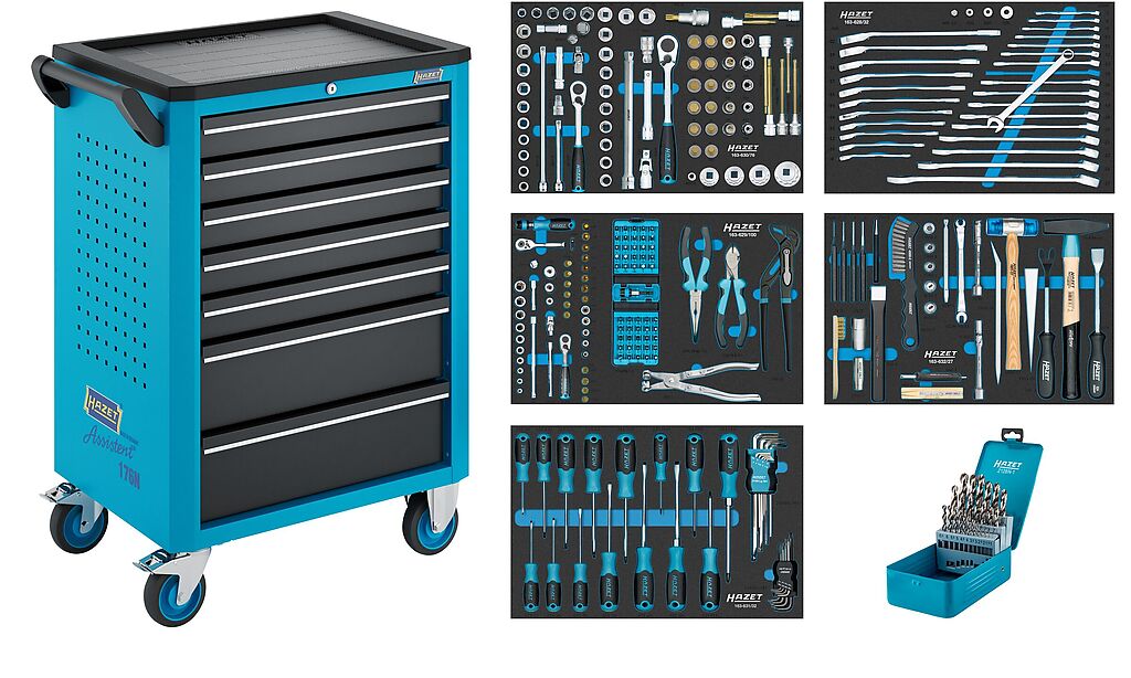 Tool trolley Assistent 176N-7 with 292-piece tool assortment (176N-7/292, HAZET)