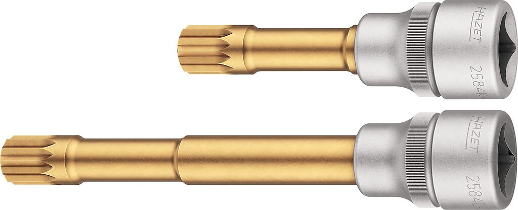 Screwdriver socket set XZN with pin, 1/2 inch, M12, 2 pieces (2584-12/2, HAZET)