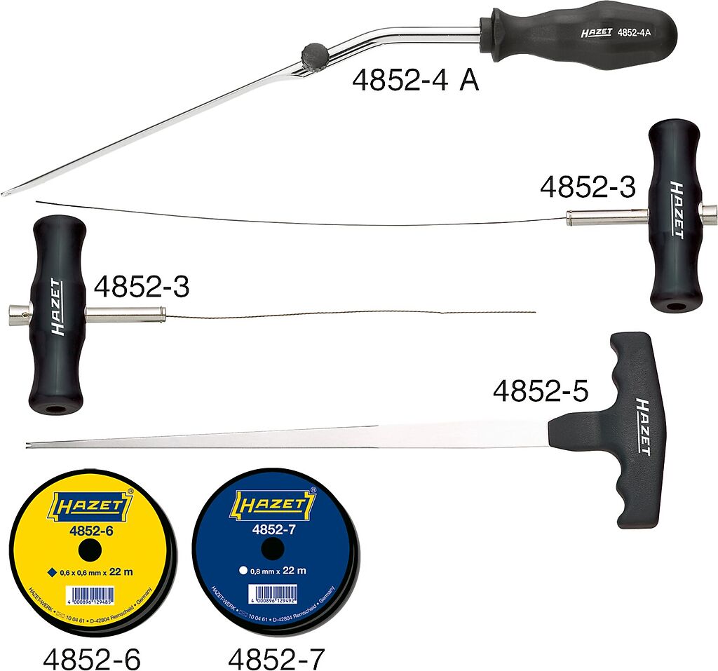 Vehicle glass removal tool set, 6 pieces (4852/6, HAZET)