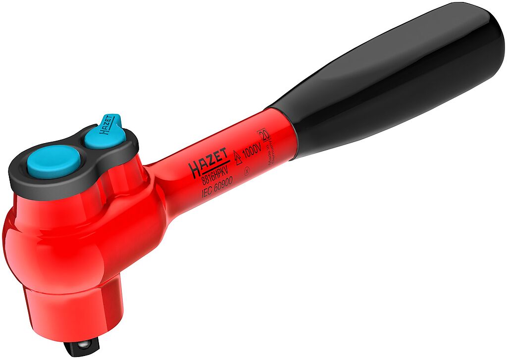 Reversible ratchet, with protective insulation, length 208 mm (8816HPKV, HAZET)