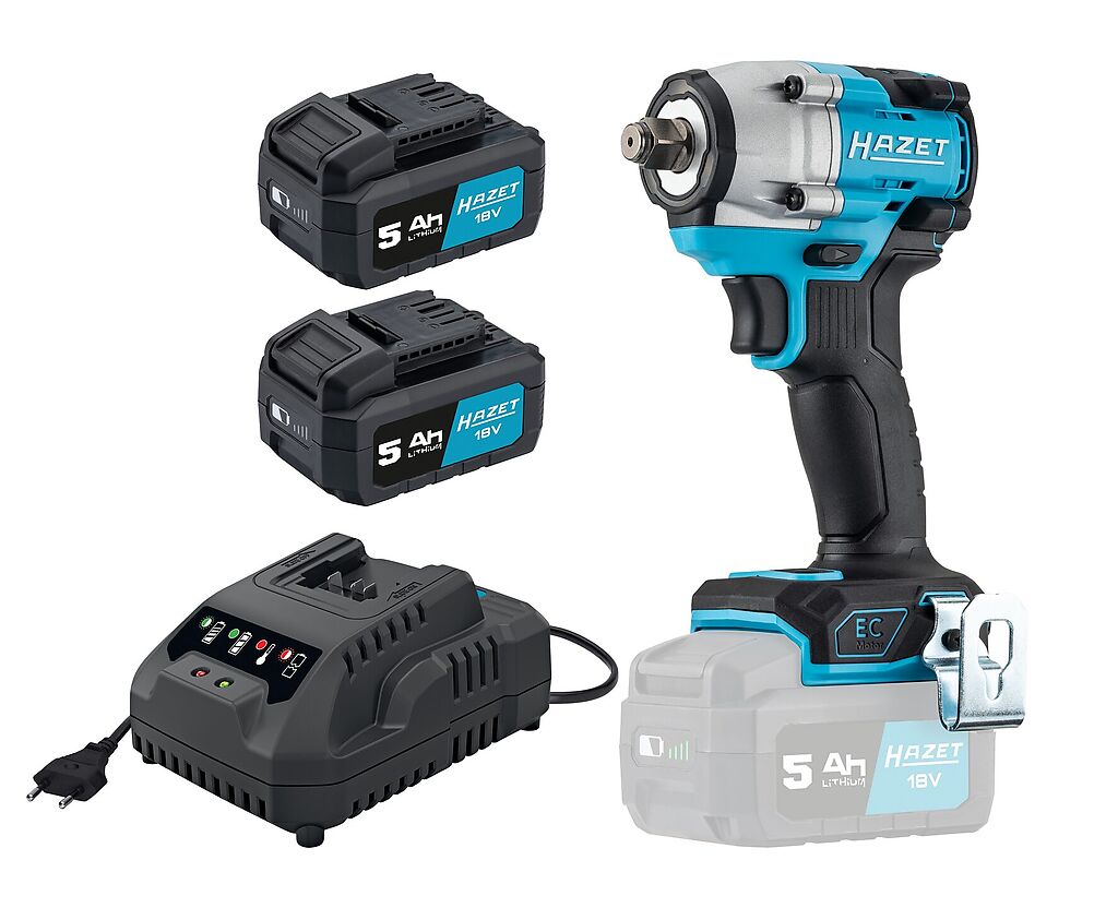 Cordless impact wrench, 4-piece set (9512-600/4, HAZET)