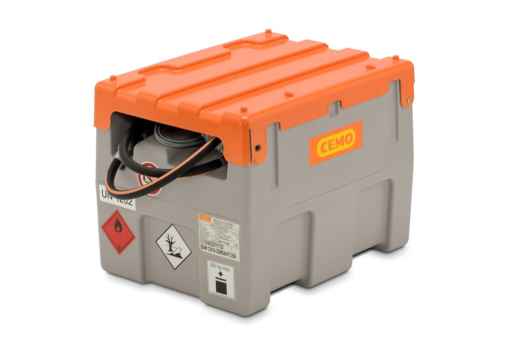 DT-Mobil Easy 200 l su elektriniu siurbliu 24V, 40 l/min, automatinis išdavimo antgalis ir atverčiamas dangtis, CEMO (10112)