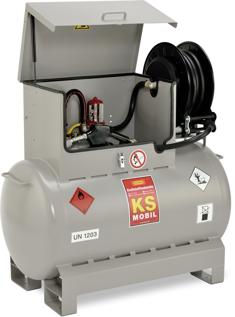 KS-Mobile 300 l su elektriniu siurbliu 12 V, 25 l/min, ATEX ir automatiniu antgaliu, CEMO (10995)