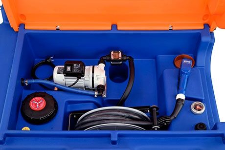 CEMO Blue-Mobile Easy 980 l Premium AdBlue® išdavimo įrenginys, 230 V, dėžė su kėlimo kilpomis, varstomas dangtis, 4 m žarna (11147, CEMO)