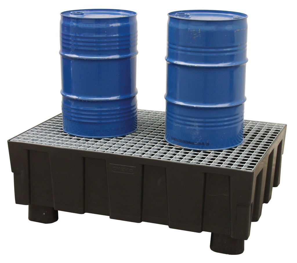 PE sump pallet 250/2 with feet w. galvanized steel grating***, CEMO (8280)