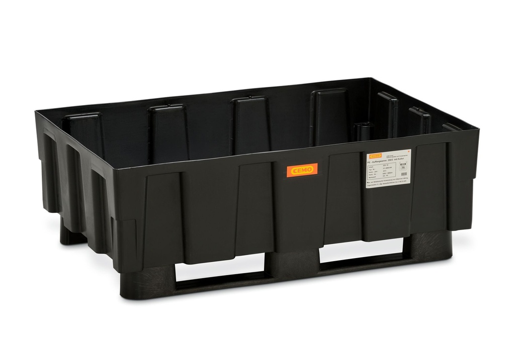 Euro PE sump pallet 250/2 with 2 runners, without grating, CEMO (8282)