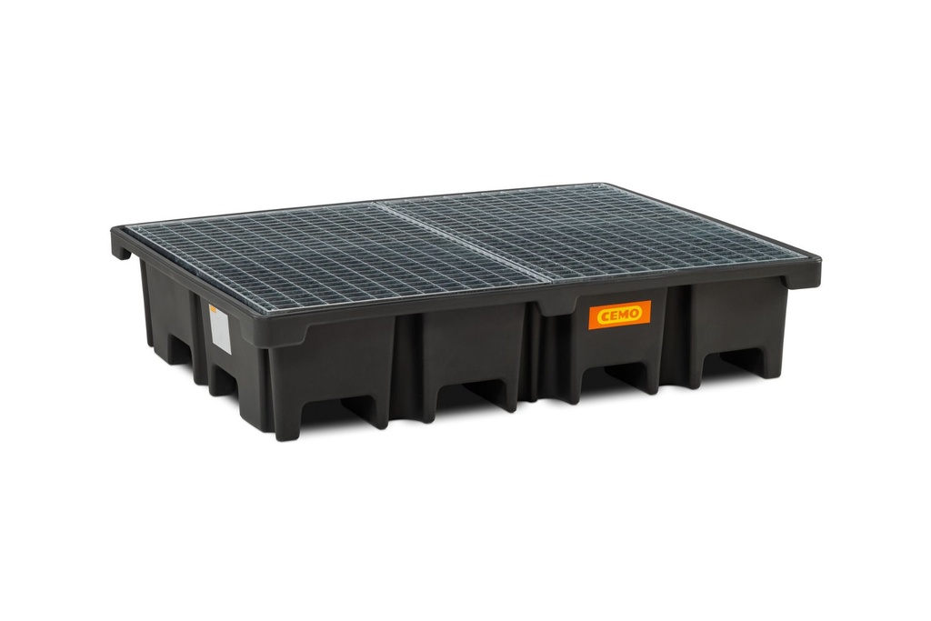 PE pallet sump 425/4 with steel grating, CEMO (11267)