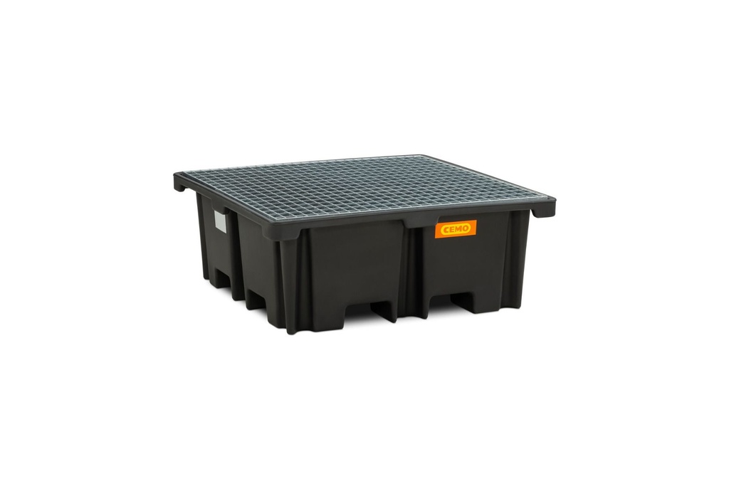 PE pallet sump 440/4 with steel grating, CEMO (11277)