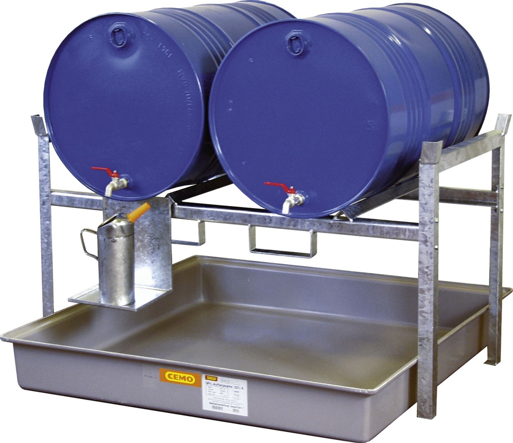 Drum rack type 800 with drum supports 2 × 200 and collection tray (7670, CEMO)