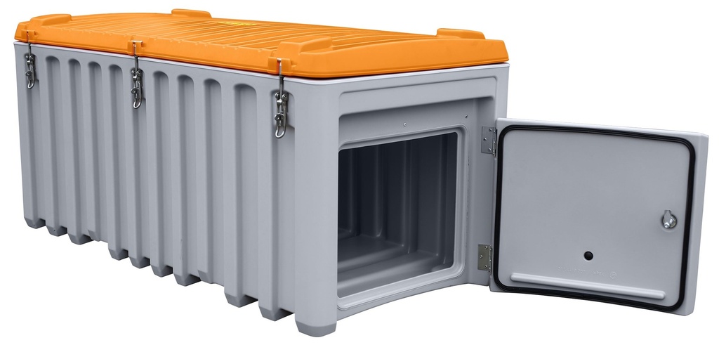 CEMbox 750 l sandėliavimo / transportavimo dėžė (PE), su šonine durele 50 × 45 cm, pilka/oranžinė, CEMO (10336)