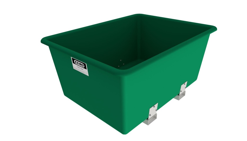 Rectangular container 1500 l, green, with forklift pockets (1209, CEMO)