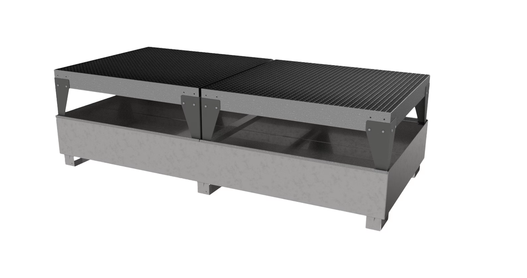 Steel IBC bund, GS2 AB2, with 2 filling stands, galvanised, StawaR approval (10858, CEMO)