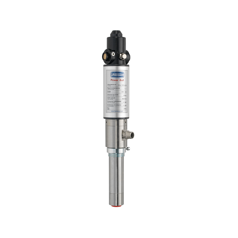 Nerūdijančio plieno pneumatinis siurblys, Power Bull serija, santykis 4:1, PTFE tarpinės. Našumas 35 l/min, FLEXBIMEC (1079)