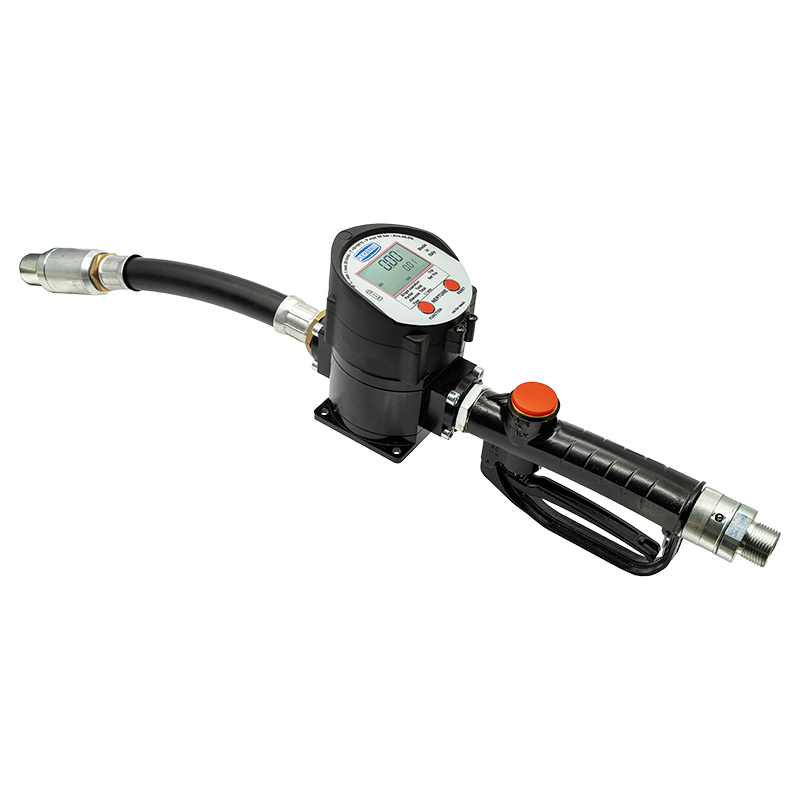 Electronic oval gears flow meter for oil serie "Oil Neptune HFlow" with flexible rubber outlet and 3/4" BSP (M) inlet swivel 2635, FLEXBIMEC