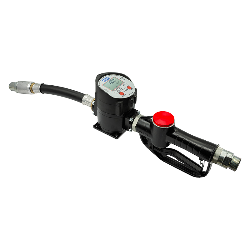 Elektroninis alyvos srauto matuoklis serija "Oil Neptune HFlow", su valdymo pistoletu, lanksčiu guminiu išleidimu - jungtys 1" BSP (F) 2755, FLEXBIMEC