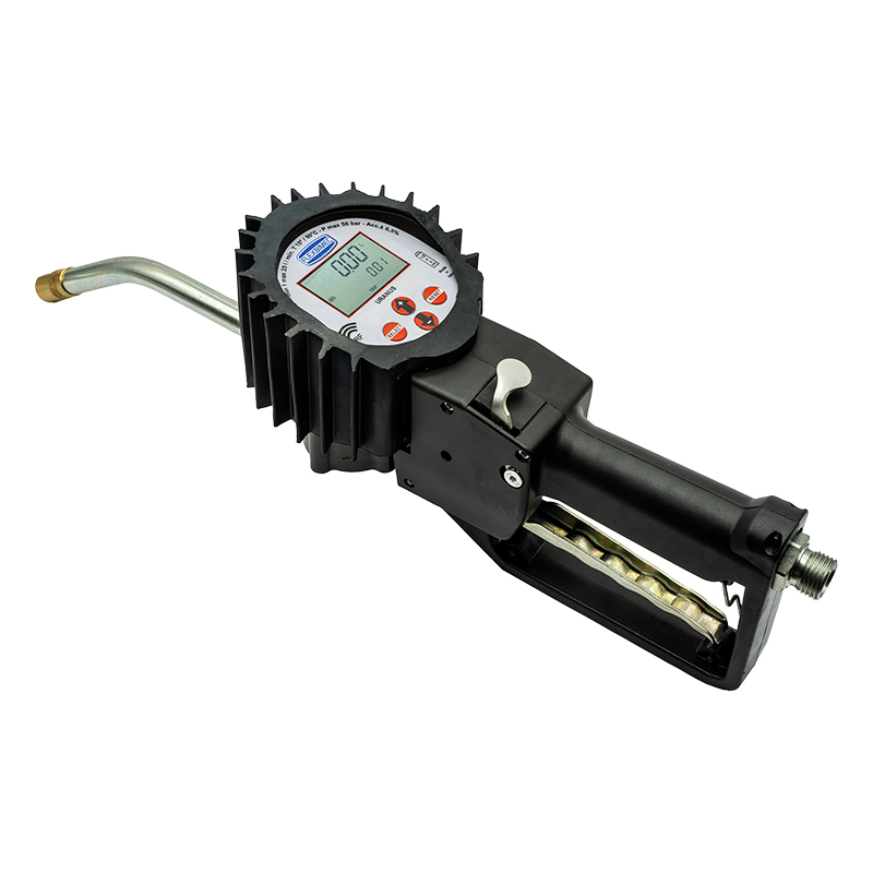 Electronic oval gears flow meter for antifreeze, series "4TT - MERCURY" with rigid outlet Ø 16 mm and inlet swivel 1/2" BSP (M) - with PRESET function 2819, FLEXBIMEC