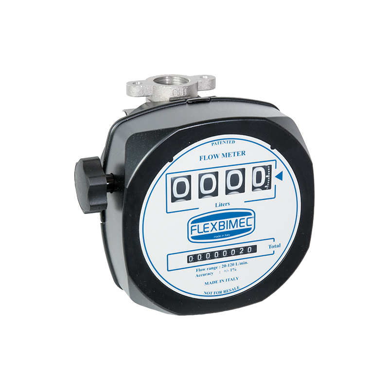 Wall mounted mechanical meter for petrol, 4-digits partial meter, connections F 1" BSP - suitable also for the use in environments with a high explosion risk (2014/34/EU - group II – category 2 – G IIB T6) 2868, FLEXBIMEC