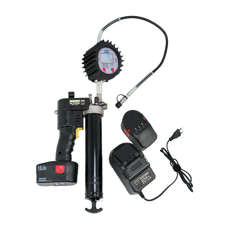 12 Vdc battery grease gun cartridge pump capacity 400 g with electronic oval gears meter art.no. 4291 4453, FLEXBIMEC