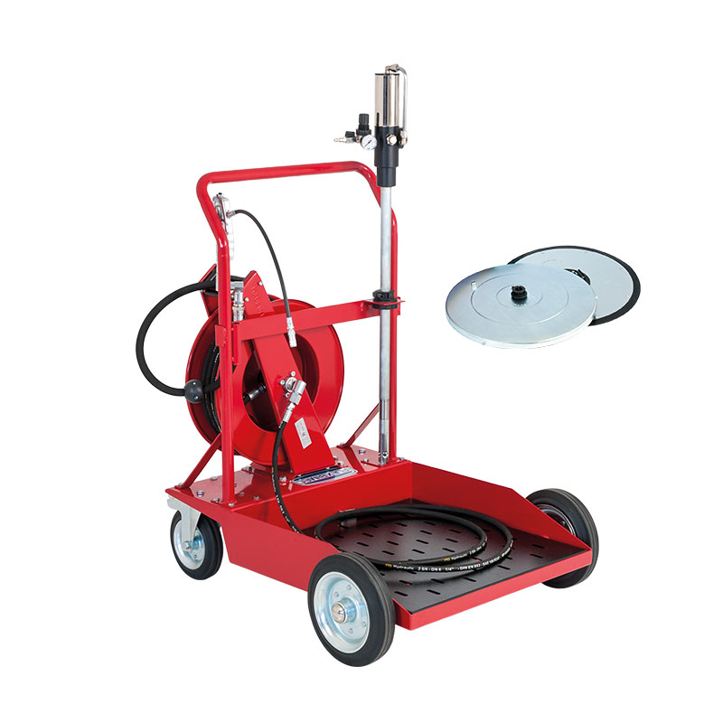 Wheeled grease unit with hose reel art. no. 9016, for 180 kg drums (4911, FLEXBIMEC)