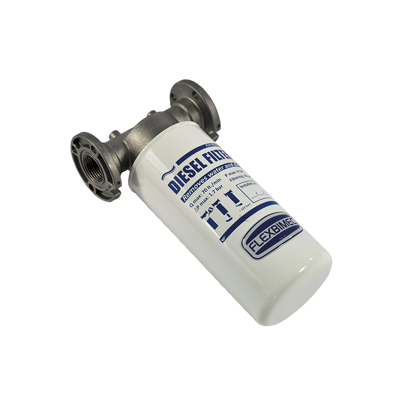 Filter with flange for water separation from diesel – filtration degree 30 micron, max. delivery 70 l/min (6600, FLEXBIMEC)