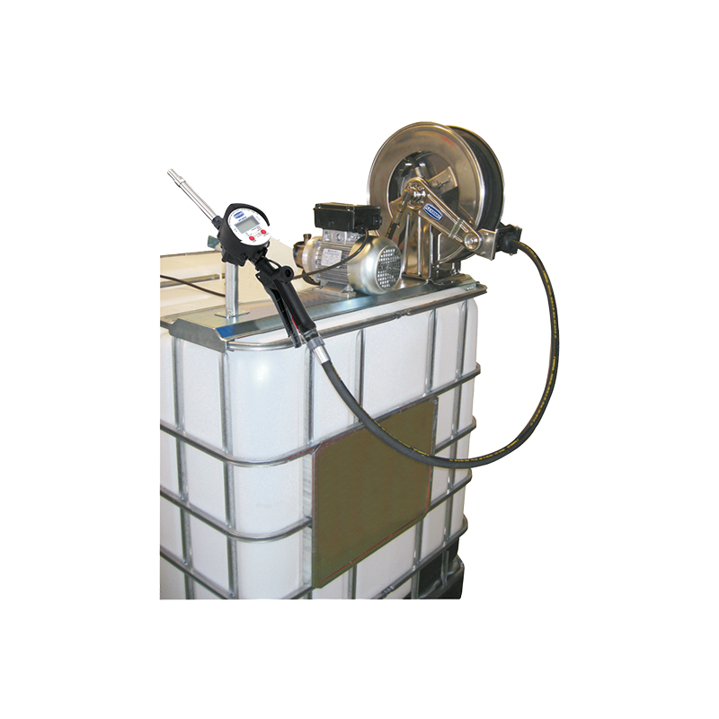 Elektrinė AdBlue®/DEF perpylimo sistema su 230 V AC siurbliu (15 l/min) su matuokliu, žarna, žarnos rite, 15 m žarna, automatinio sustabdymo pistoletu, kamščio adapteriu ir metaliniu laikikliu IBC konteineriui, Flexbimec (6744, FLEXBIMEC)