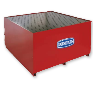 Storage base for one 1000 l IBC container, Tank Service Base series, prearranged for posts and drilled steel plate (8530/SP, FLEXBIMEC)