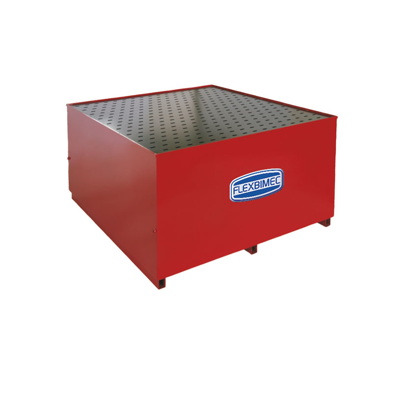 Storage tank for one 1000 l IBC cube "Tank Service Base" series prearranged for posts and drilled steel plate, FLEXBIMEC (8530/SP)