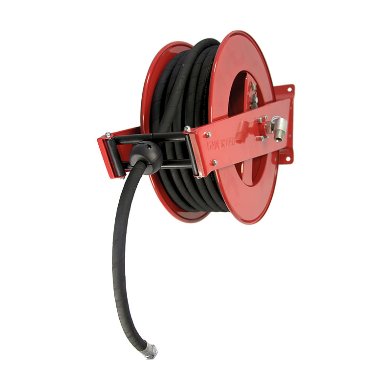 Spring driven painted steel hose reel with stainless steel wetted parts, Ø 3/8 in., max. length 25 m, without hose, standard series (9022X, FLEXBIMEC)