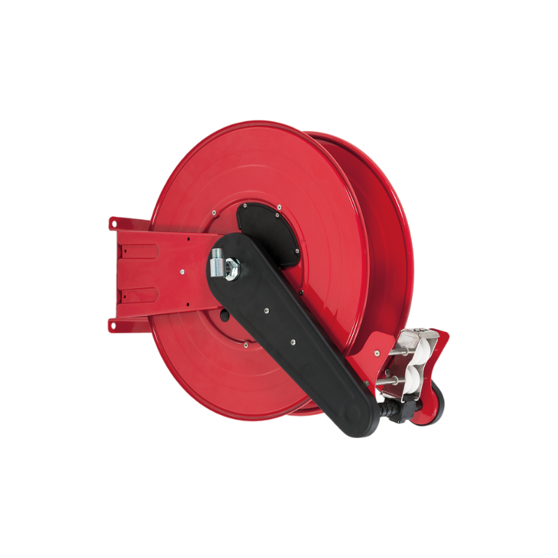 Automatinė spyruoklinė dažyto plieno žarnos ritė ANDROMEDA serija iki maks. 35 m Ø1/2" žarna - diskas 540 mm - ritė 130 mm - būgnas 335 mm - su žarnos kreiptuvu (be žarnos), FLEXBIMEC (AF5313350)