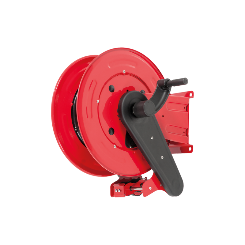 Painted steel manual hose reel ORION RD series for max 20 mt Ø1/2" hose - disc 434 mm - spool 130 mm - drum 250 mm - w/o hose guide (w/o hose), FLEXBIMEC (OSGF42130)