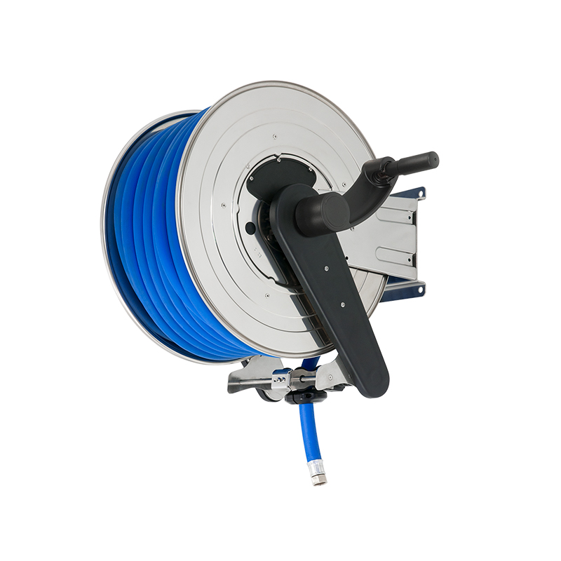 Stainless steel (AISI 304) manual hose reel ORION RD series for max 40 mt Ø1/2" hose - disc 540 mm - spool 130 mm - drum 250 mm - w/o hose guide (w/o hose), FLEXBIMEC (OSGX52130)