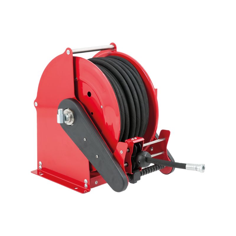 Dažyto plieno elektrinė 12 VDC motorizuota žarnos ritė SIRIO serija skirta maks. 18 mt Ø1/2" žarnoms - diskas 434 mm - būgno plotis 130 mm - būgnas 250 mm - valdymo pultas pasirenkamas - su žarnos kreipiamąja (be žarnos), FLEXBIMEC (SF1242130)