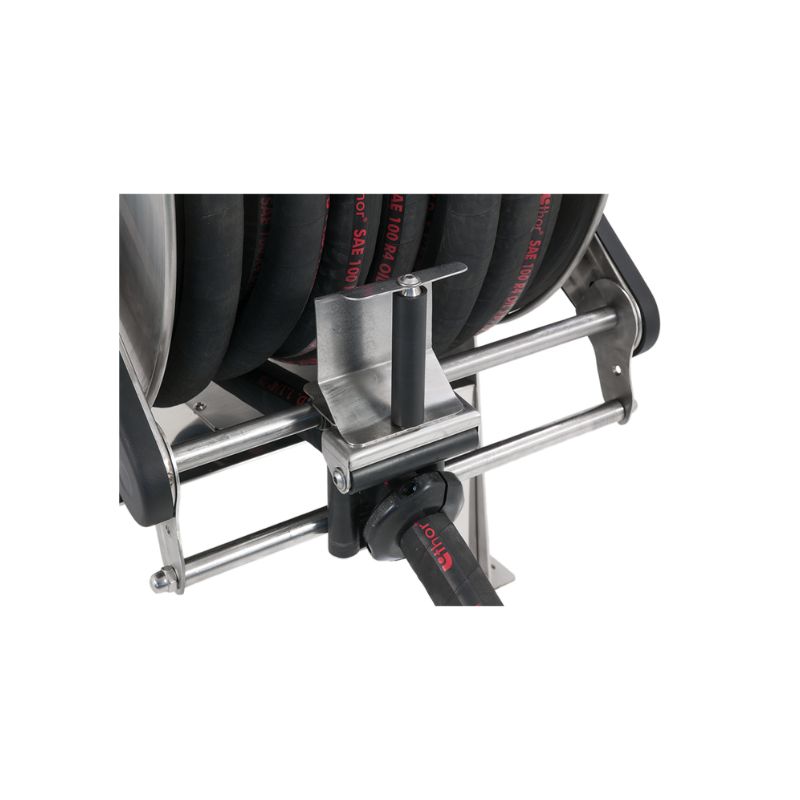 Painted steel motor-driven hose reel TITANO series w/o power unit for max 75 mt Ø1 1/4" hoses - disc 680 mm - spool 600 mm - drum 335 mm - with hose guide (w/o hose), FLEXBIMEC (TFSGA63602)